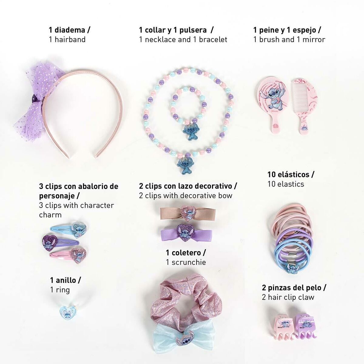 Hårtilbehør Stitch Rosa 24 Deler
